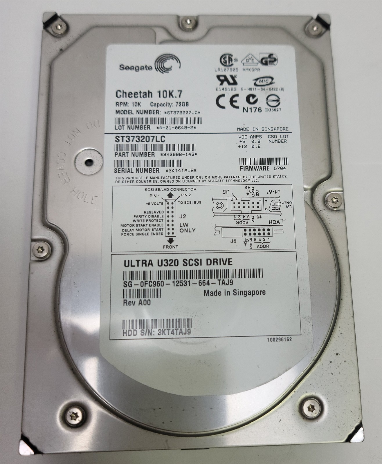 Seagate Cheetah 10K.7 ST373207lC HDD, 73GB , Ultra 320 SCSI - Tested w/pics