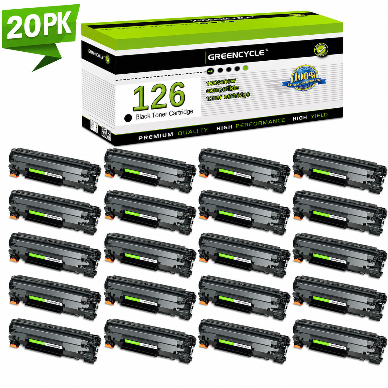 20 PK CRG126 Black Toner Cartridge Fit for Canon ImageClass LBP6200d LBP6230dw
