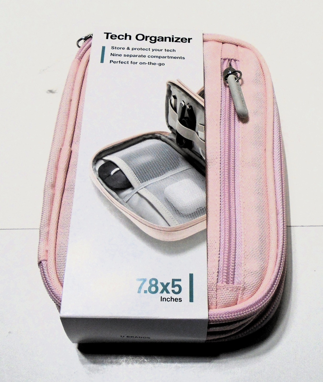 U Brands Dual Zip Canvas Tech Accessories Organizer Pouch 7.8x5" Pink #2