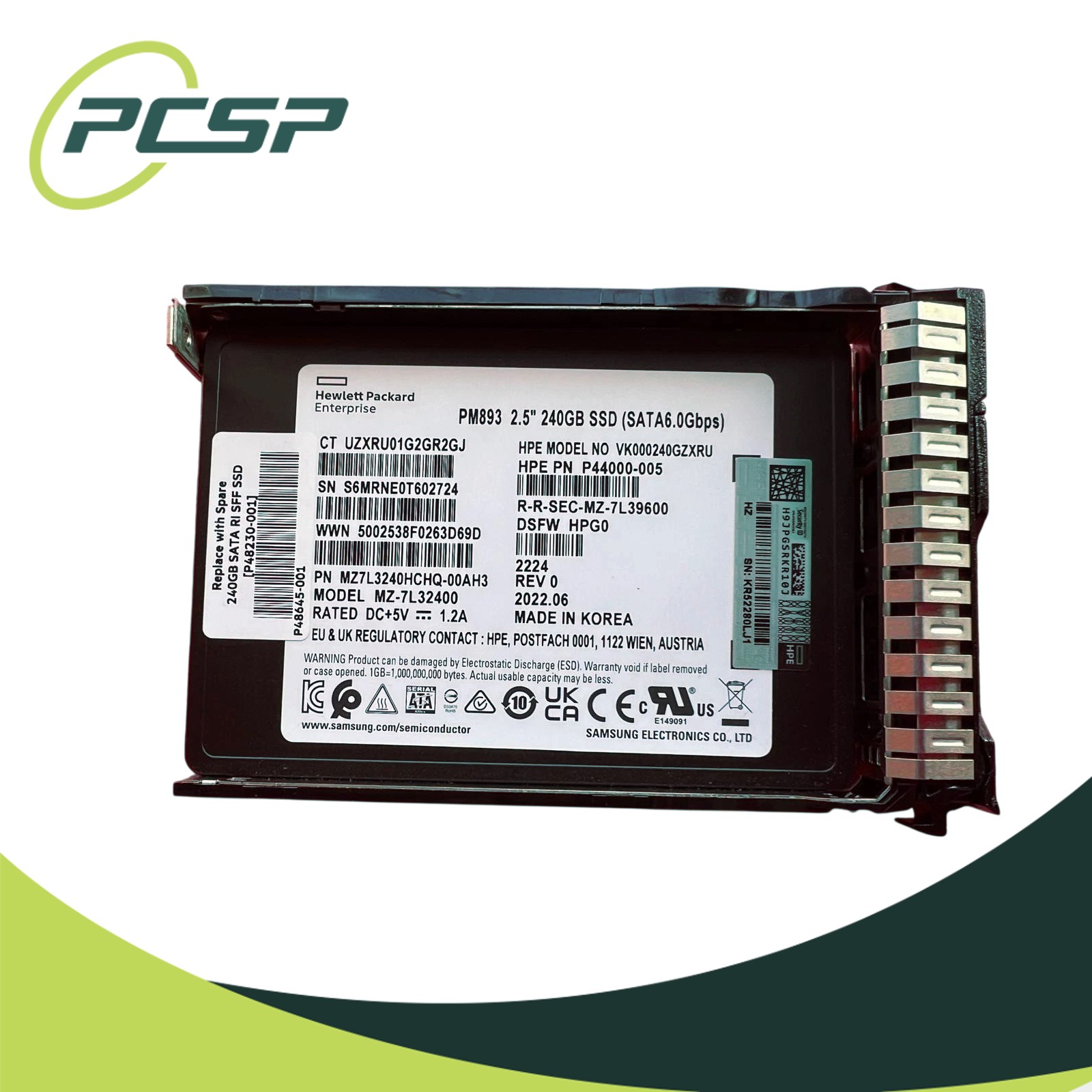 HP P44000-005 MZ-7L32400 240GB 2.5" SATA 6Gb/s Enterprise SSD