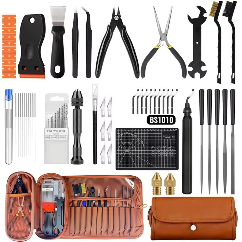 66Pcs 3D Printer Tool Kit Deburring Scraper Nozzle Cleaning Case