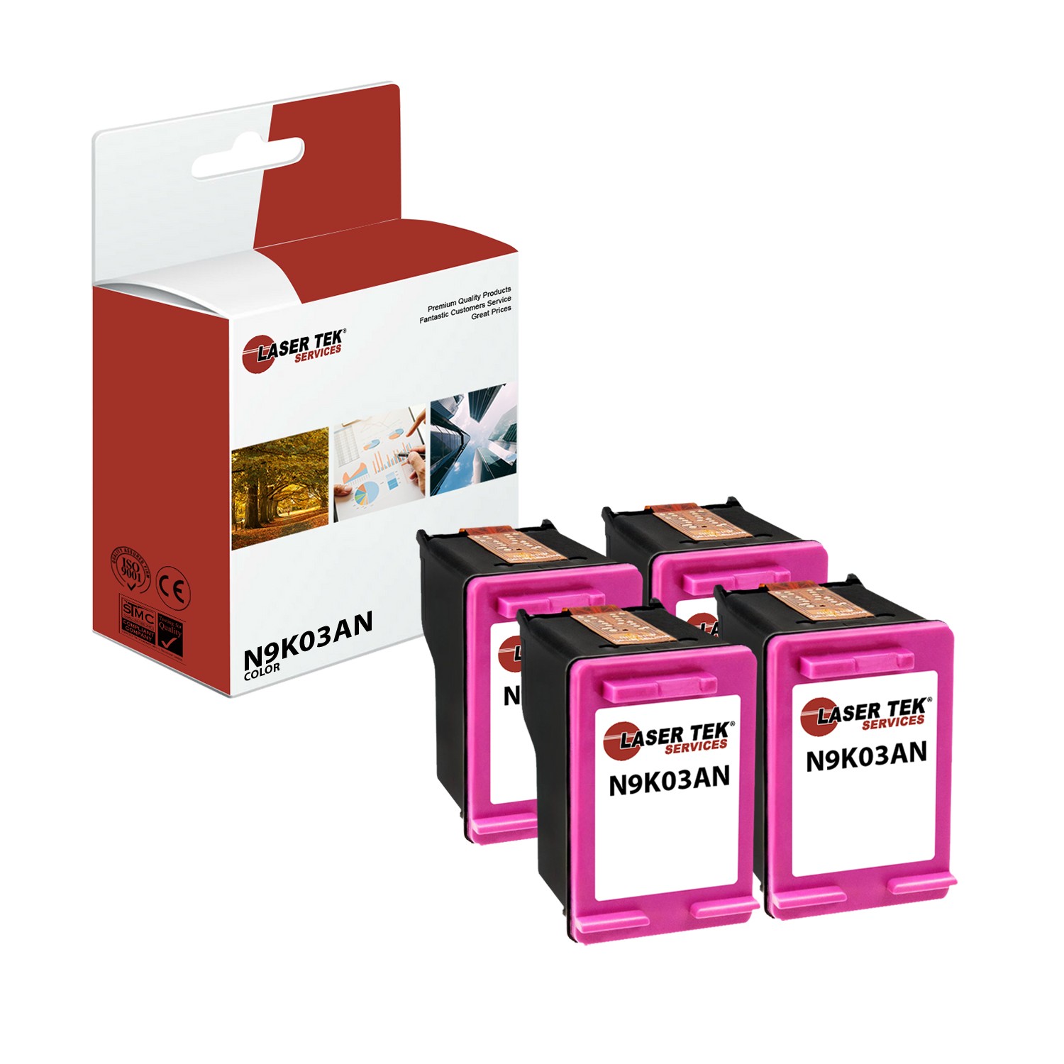 4Pk LTS 65XL N9K03AN Color HY Compatible for HP Deskjet 3720 3721 3730 Ink