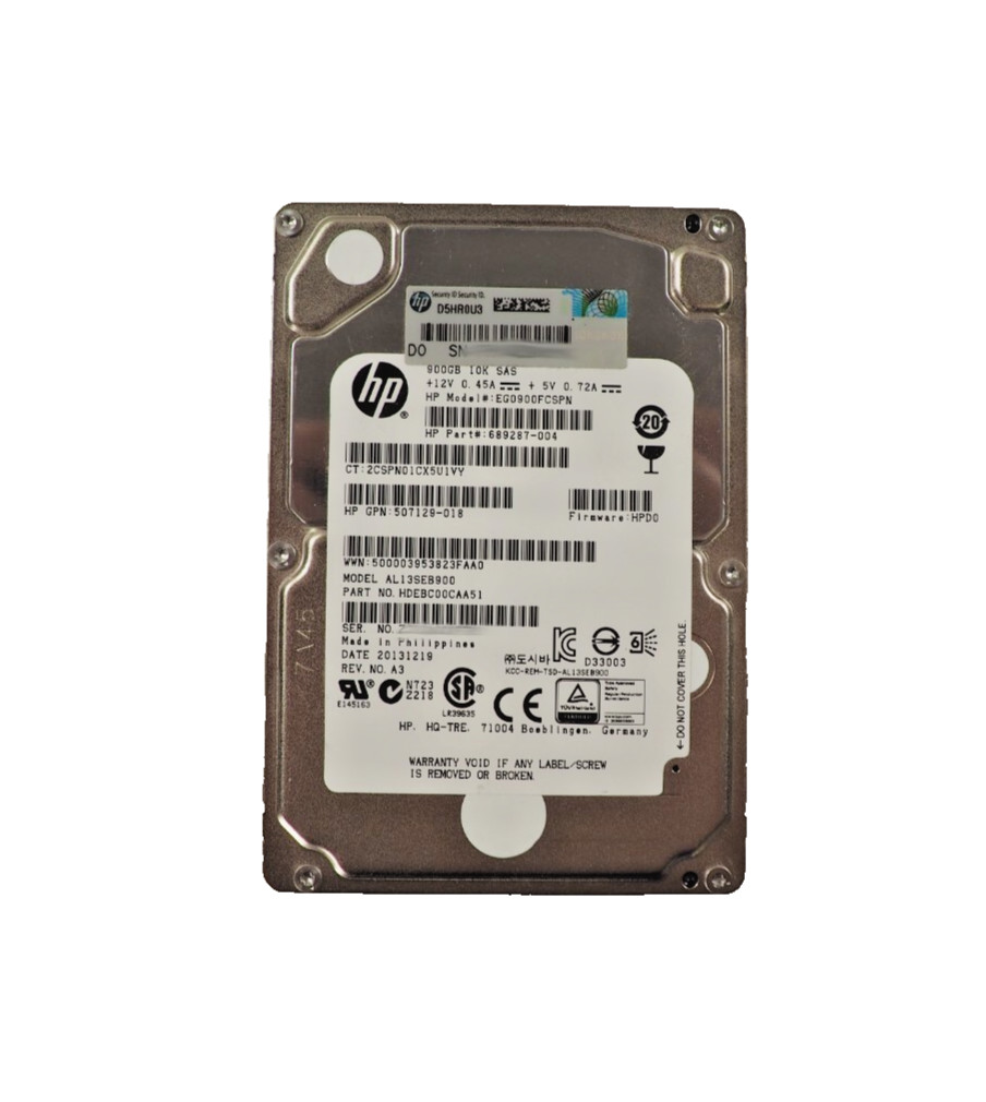 HP AL13SEB900 HDEBC00CAA51 689287-004 900GB 2.5" SAS 10K Hard Drive Disk HDD