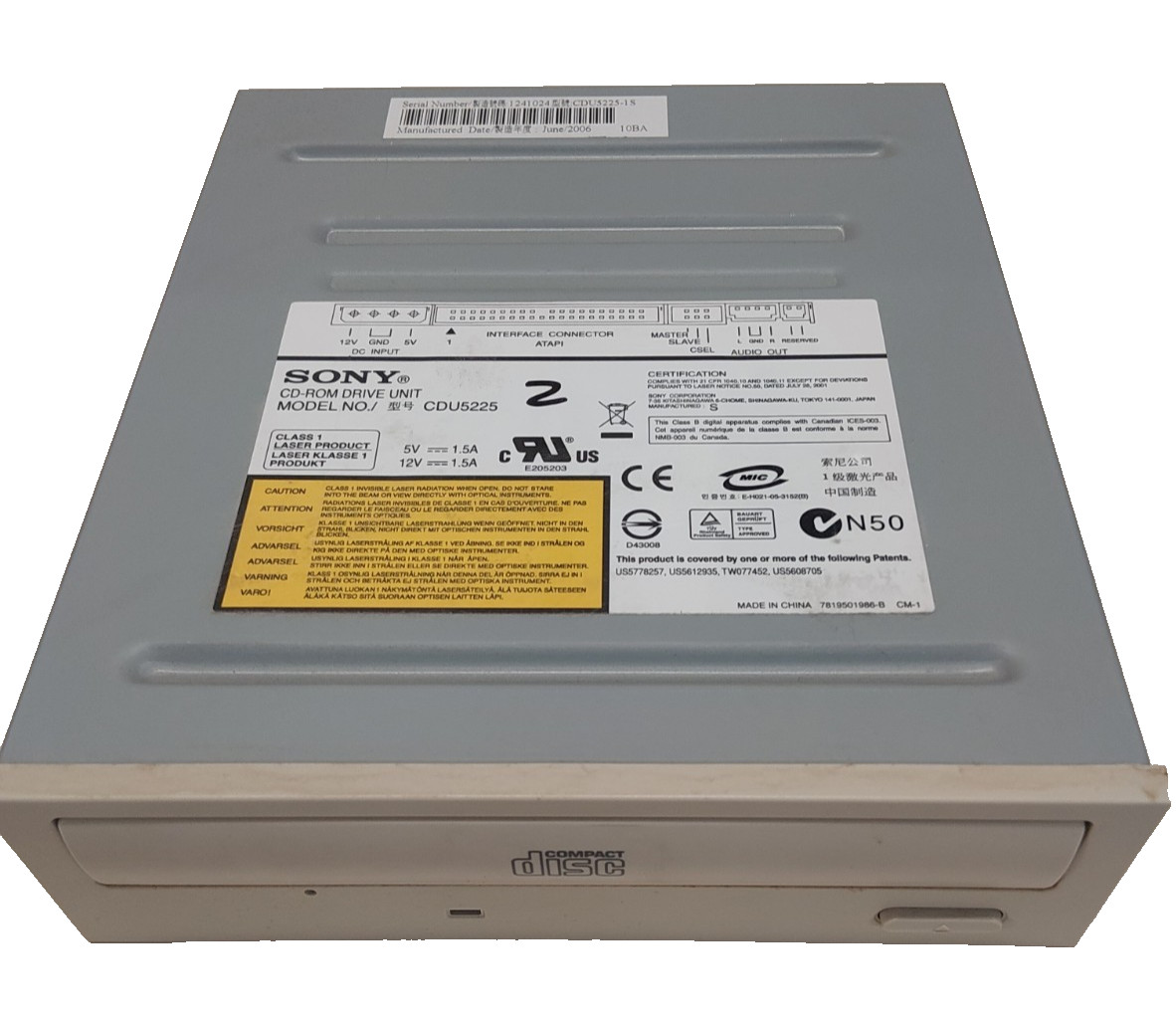 Sony CDU5225 CD-ROM Drive 