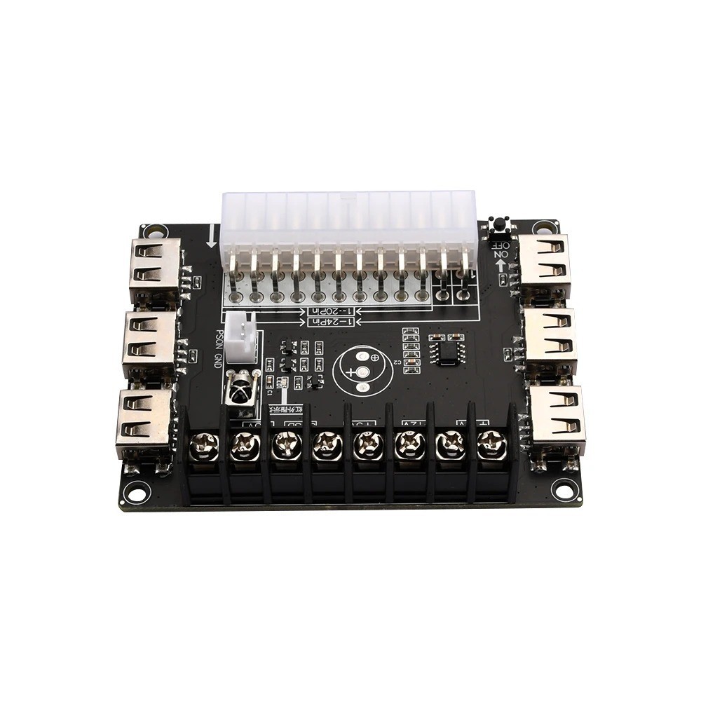 24 Pins ATX Power Supply Breakout Board Acrylic Case Kit 12V 5V 3.3V Module