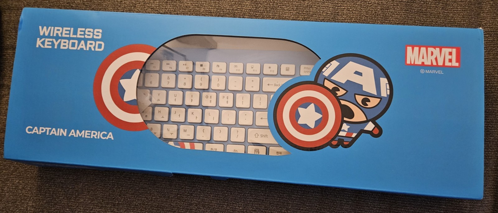 Marvel Kawaii Figurine 2.4GHz 20M Wireless Keyboard Captain America New RARE💻