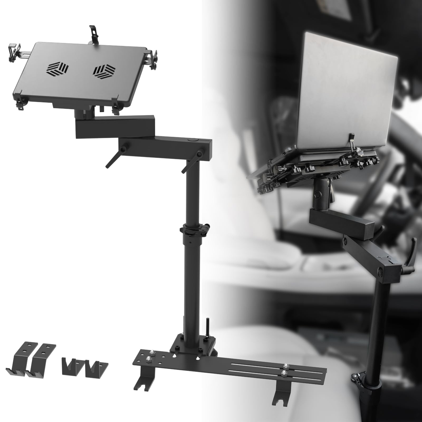 MELIPRON No-Drill Truck Laptop Mount for Cars, Heavy-Duty Mobile Work Stand