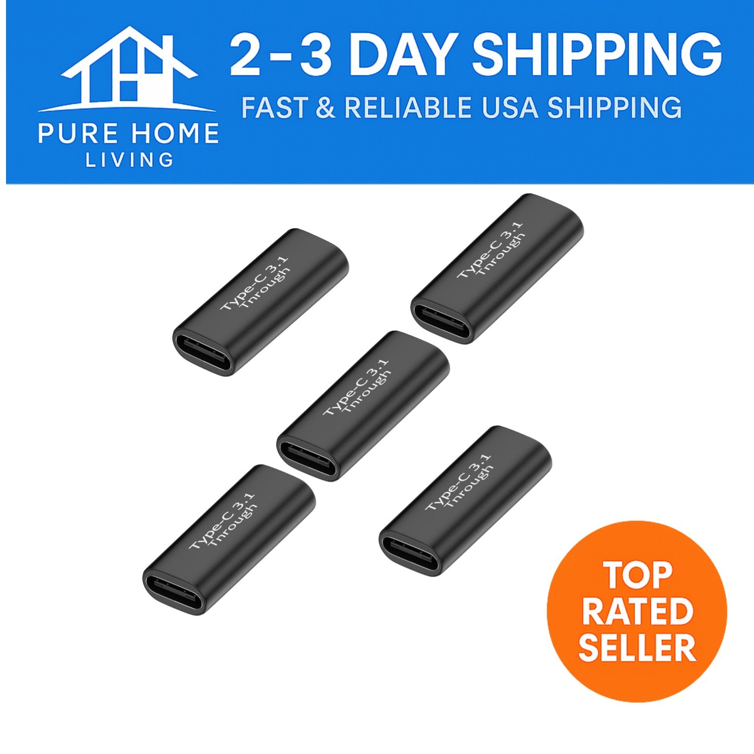 Effortless Connectivity with 5-Pack USB C Female Adapters - 100W Fast Charging