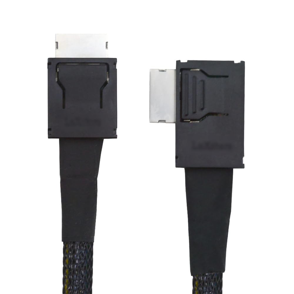 Left Angled 90 Degree OcuLink Cable SFF-8611 4i Male to Male 50cm PCIe 4.0