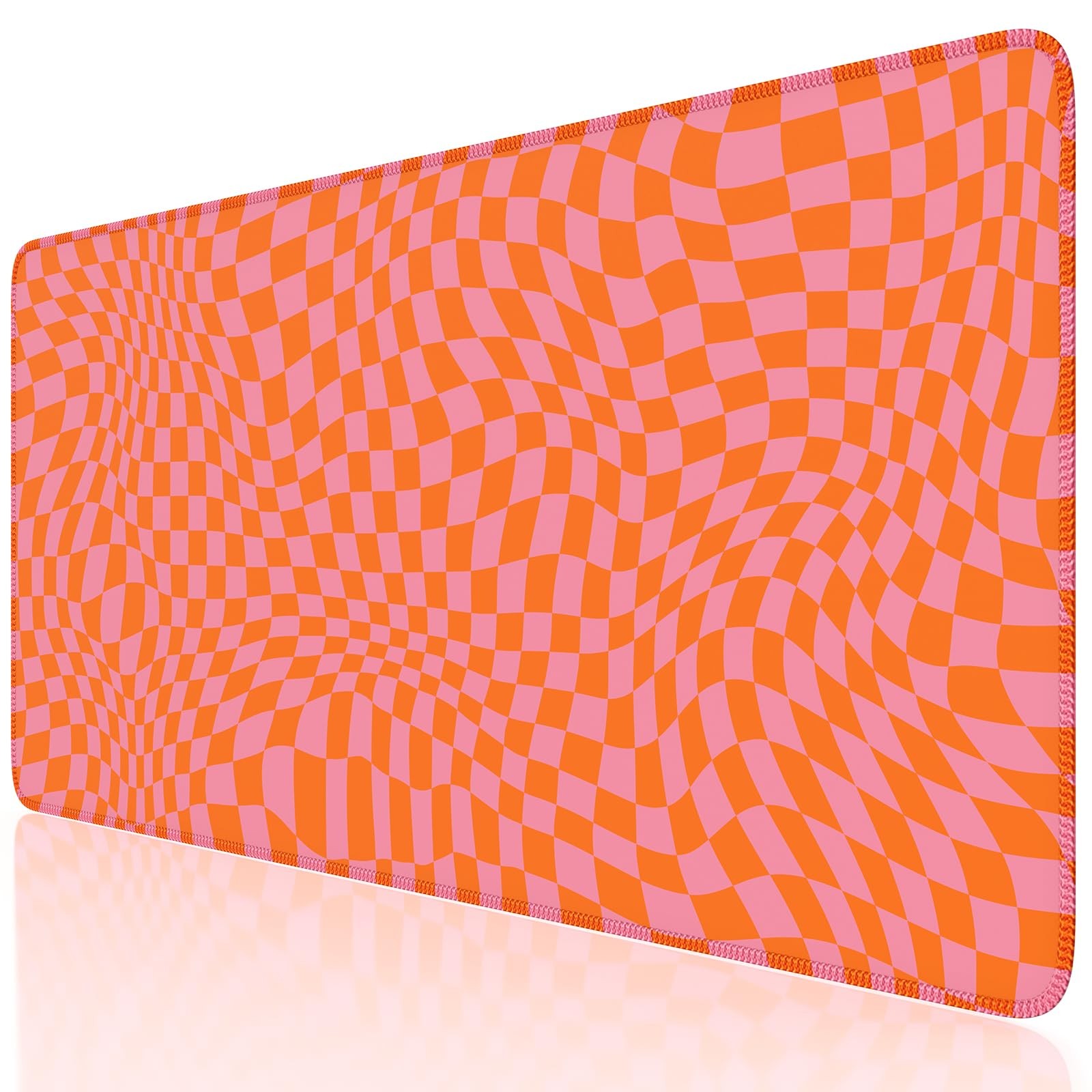 iCasso XXL Large Mouse Pad for Desk, 35.4 x 15.7 inches, Orange Checkered
