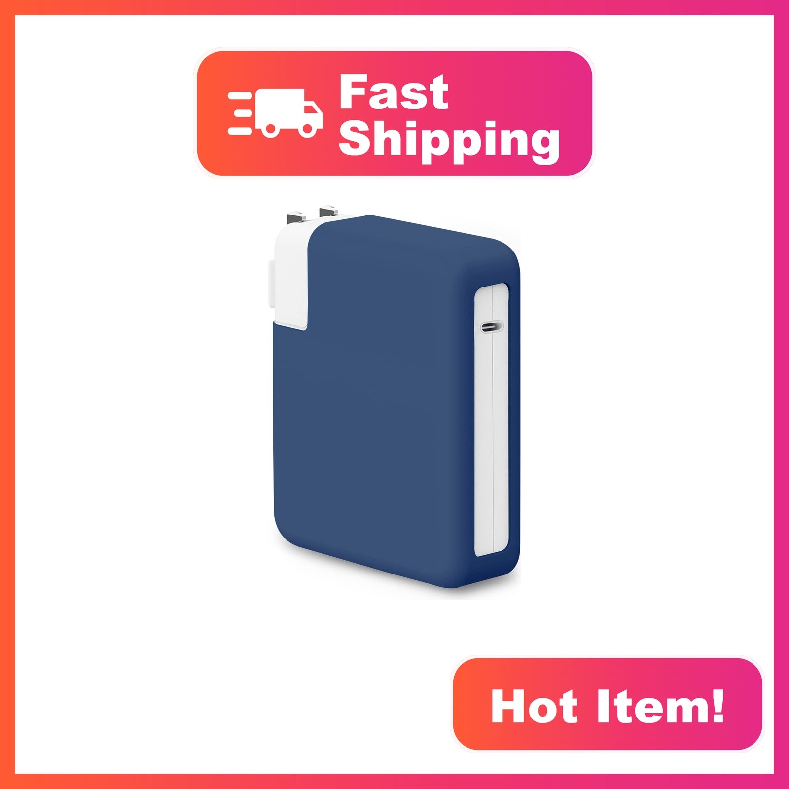 Seanai Silicone Charger Case for MacBook Air Adapter, Navy Blue