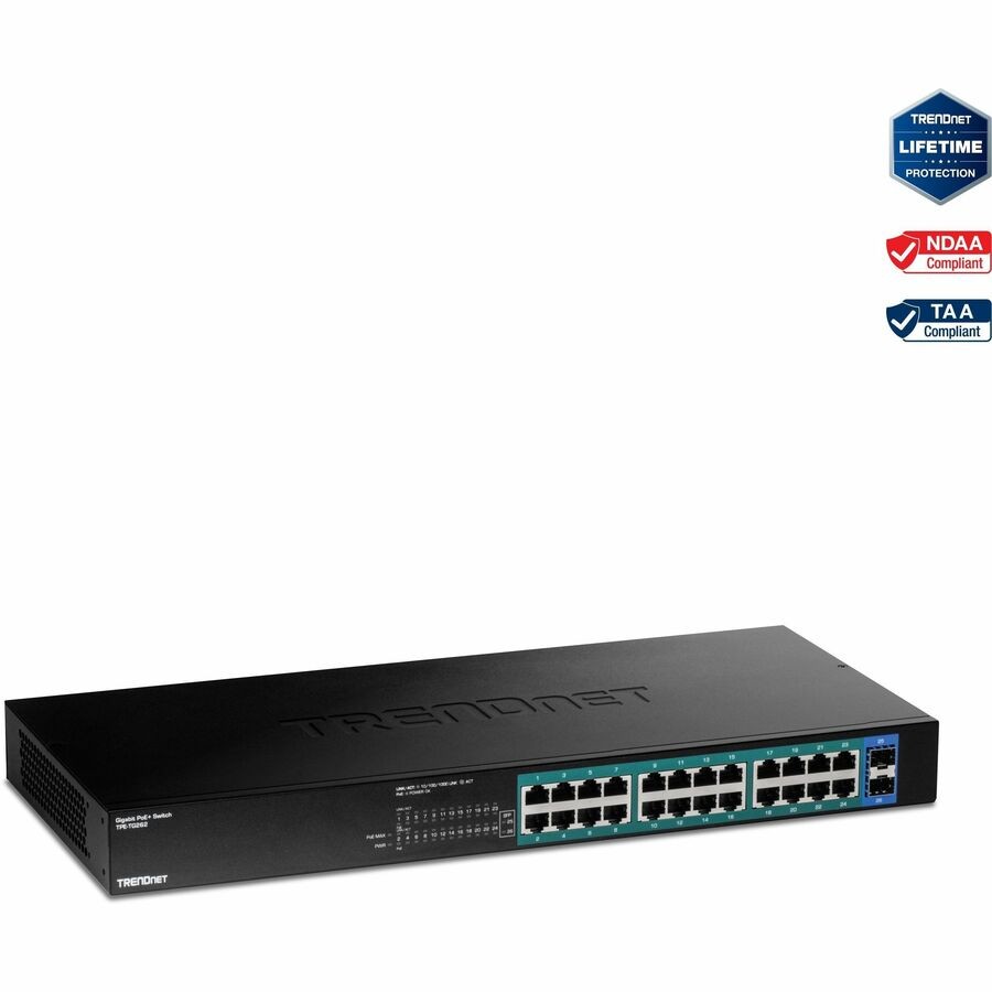 TRENDnet 26-Port Gigabit 380W PoE+ Unmanaged Ethernet Switch TPETG262