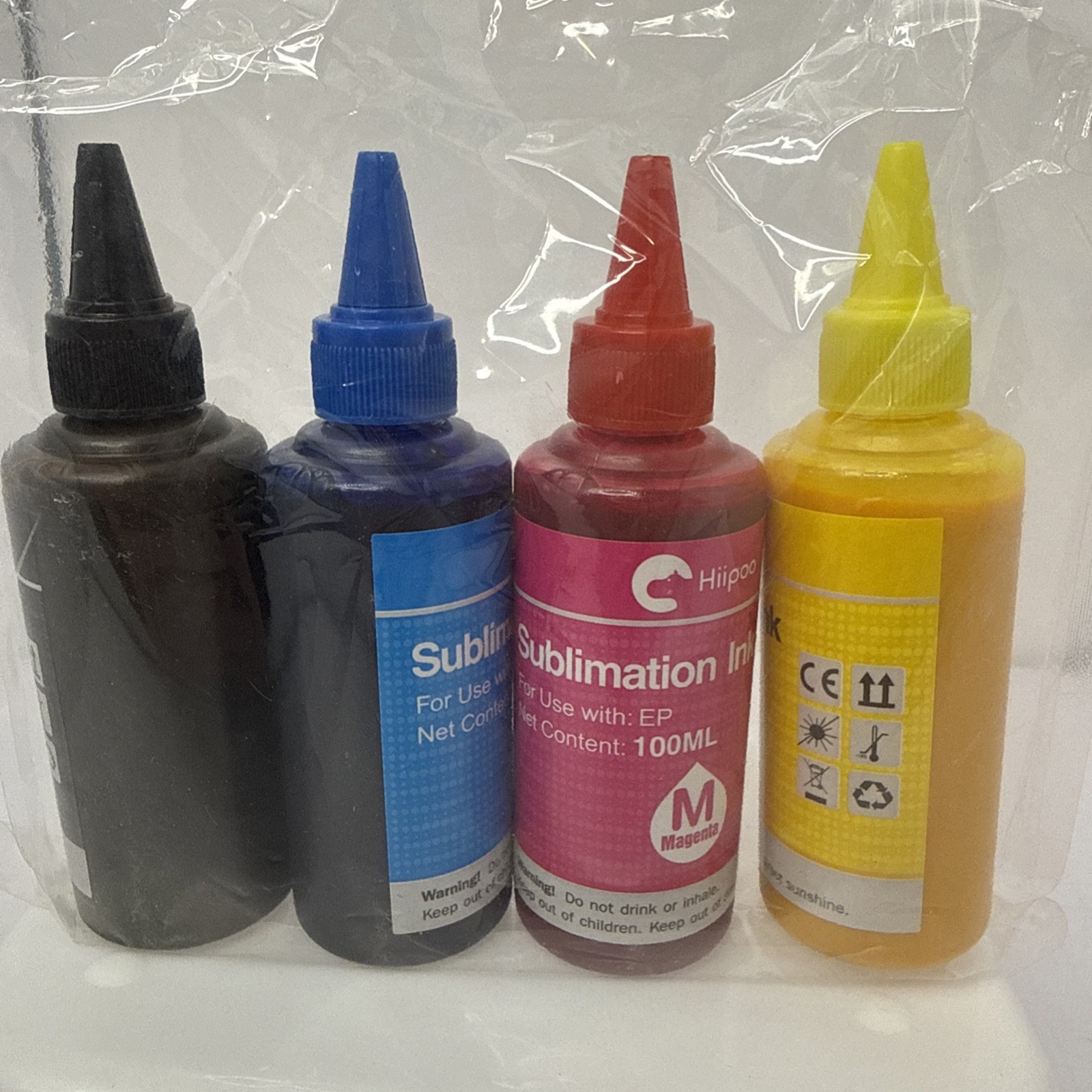 Hiipoo Sublimation Ink CMYK 4 Color Set 100ML Each Epson Compatible NEW SEALED 