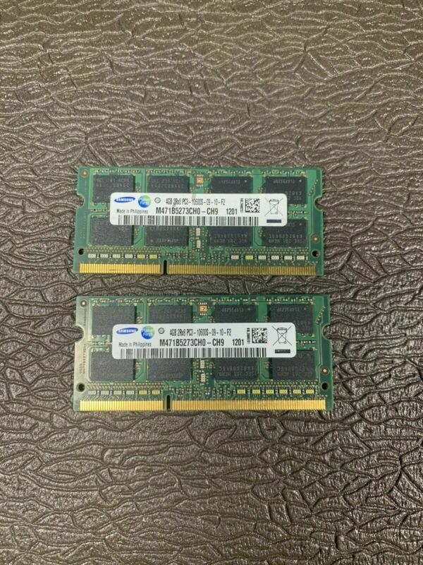 8GB For Samsung 2X 4GB DDR3 2RX8 PC3-10600S 1333mhz 204pin SODIMM Laptop Memory