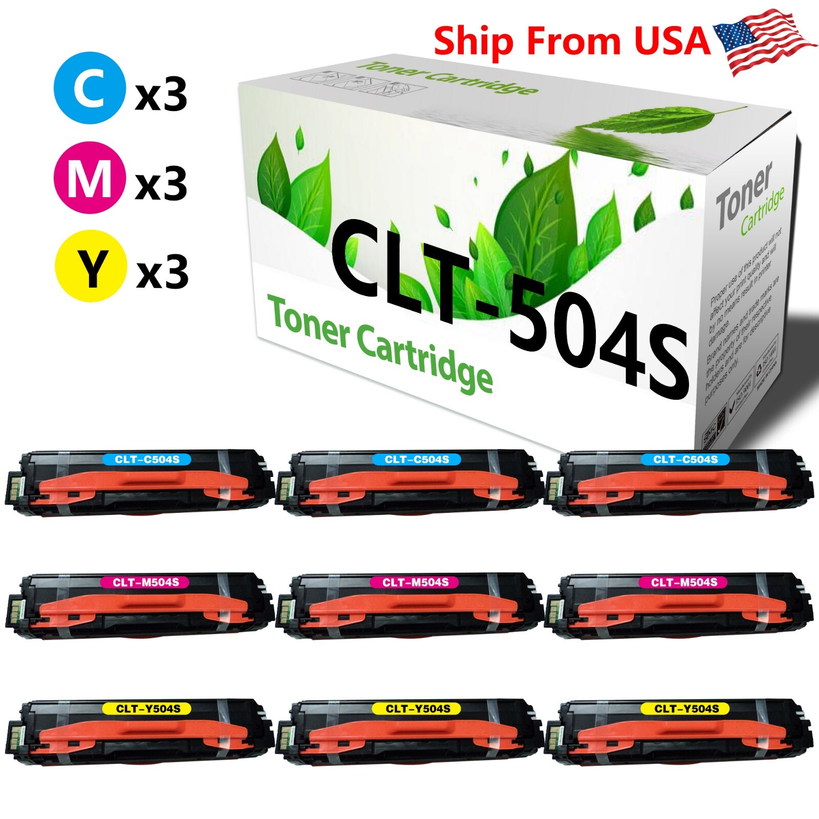 (9-Pack,BCMY) Toner Cartridge CLT 504S C504S M504S Y504S for CLP 415N