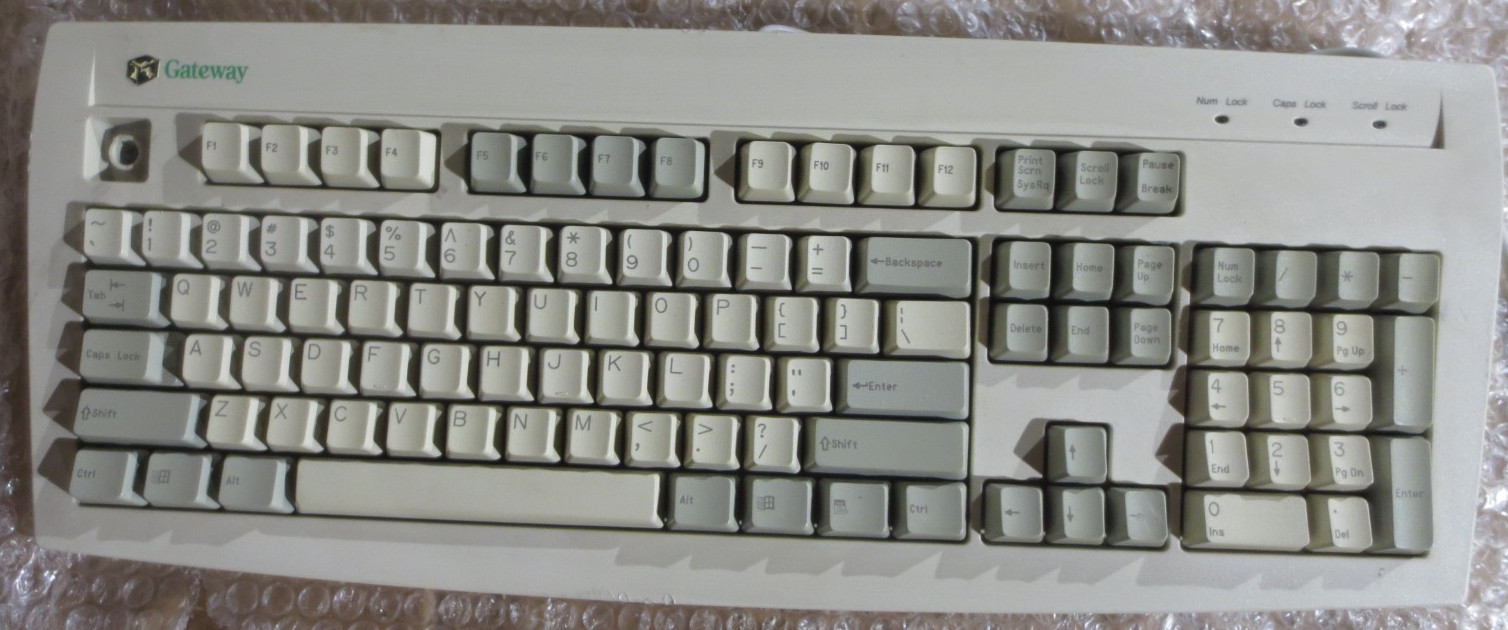 Vintage Gateway 7001628 Wired Keyboard White Standard Missing Keys -For Parts