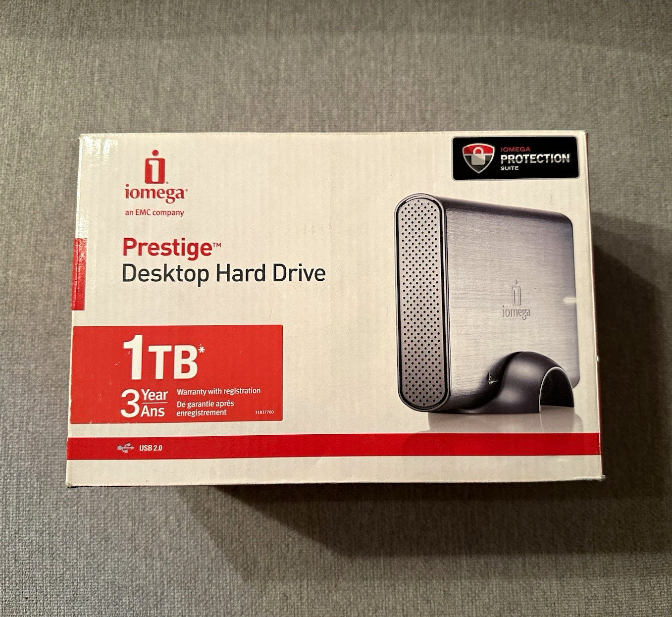 Iomega Prestige 1TB Desktop External HDD USB 2.0 3.5in 7200RPM Silver