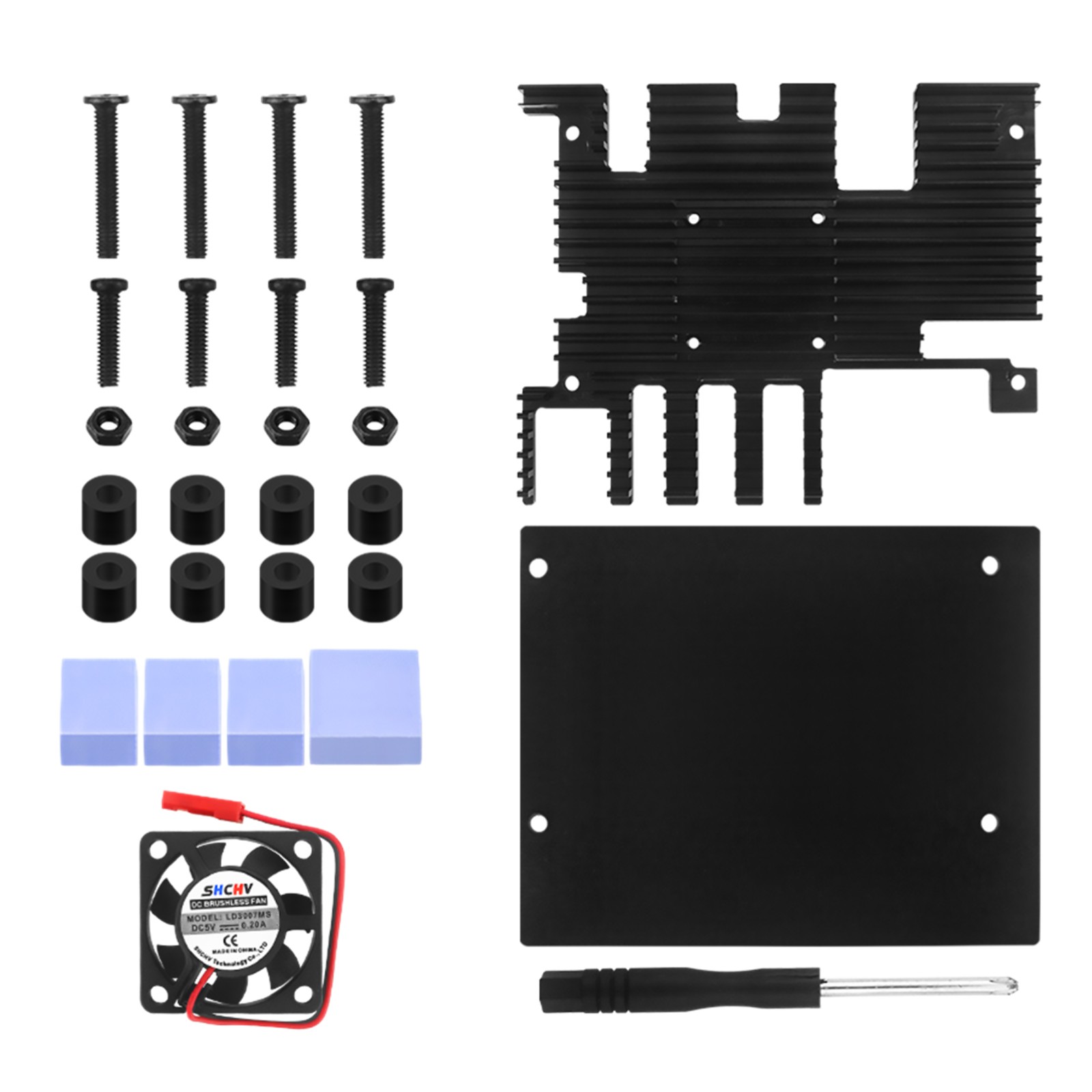 Housing Case+Cooling Fan Active Passive Radiator/Heatsink For Orange Pi 5 Plus B