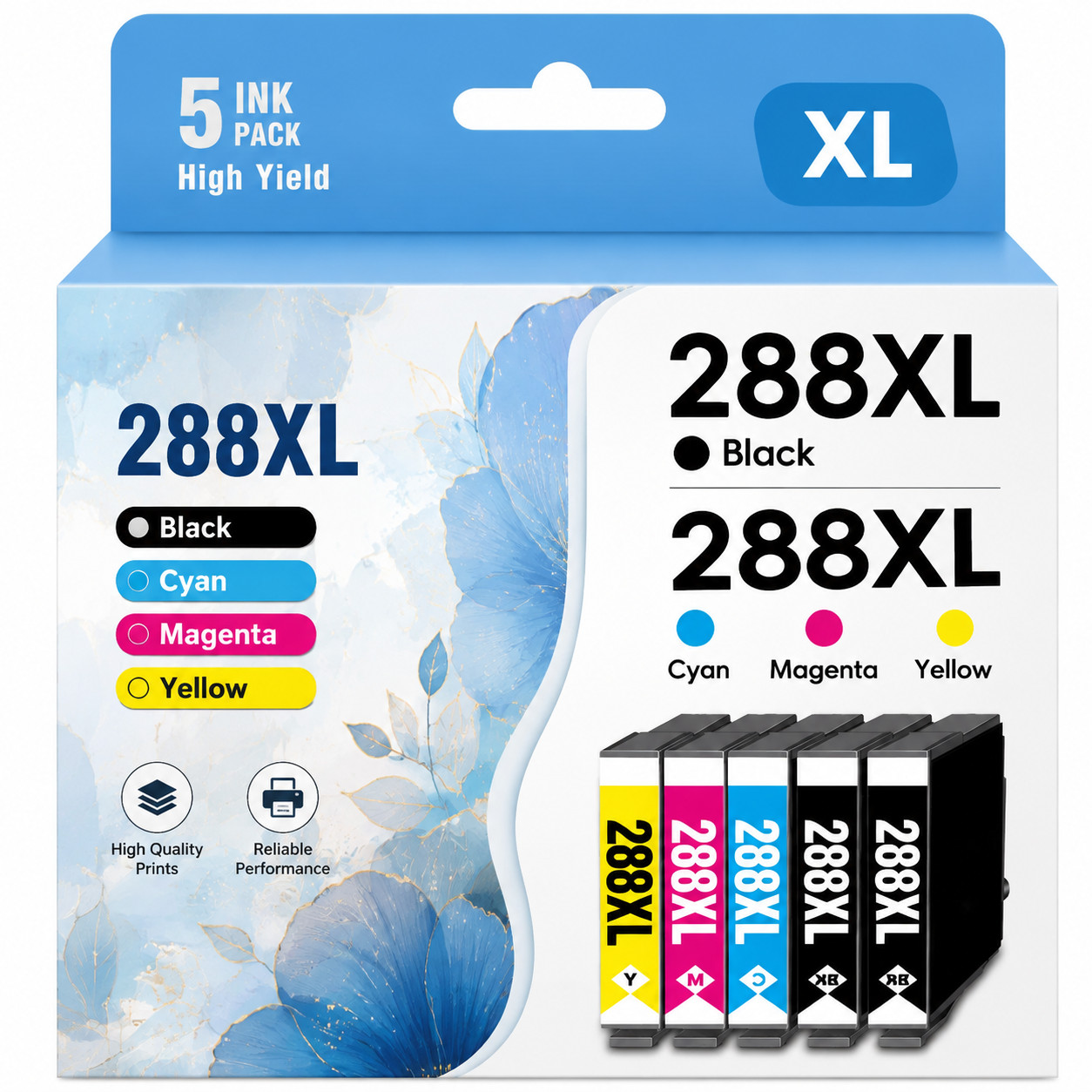 5-Pack 288XL Ink Cartridge Combo for Epson XP-330 XP-334 XP-430 XP-446 Printers
