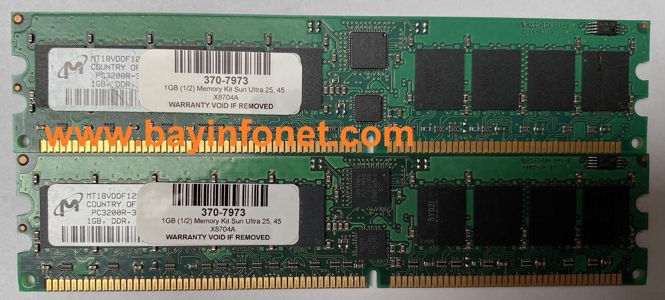 Sun X8704A 2 x 370-7973 2GB (2x1GB) Memory Kit For Sun / Oracle Ultra 25, 45