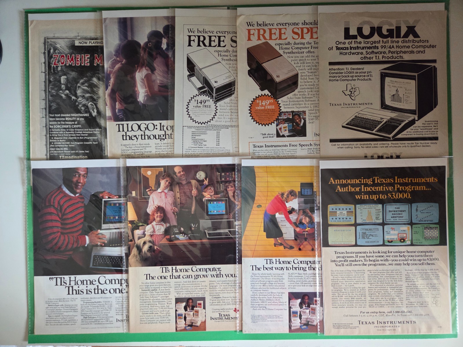 Vintage Texas Instruments TI-99/4A Computer Ads Lot including Bill Cosby
