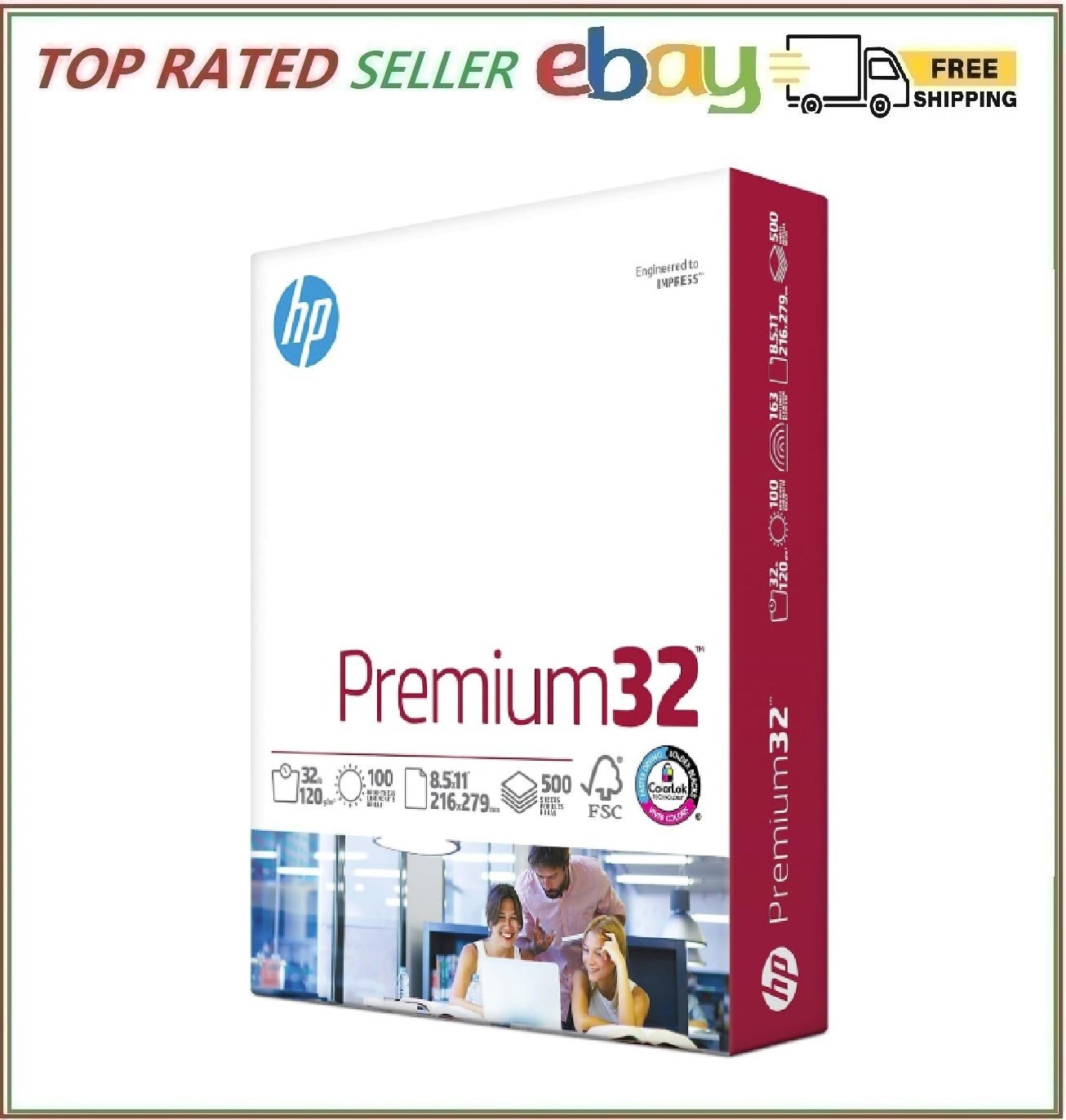 HP Paper Printer | 8.5 x 11 Paper | Premium 32 lb | 1 Ream - 500 Sheets | 100...