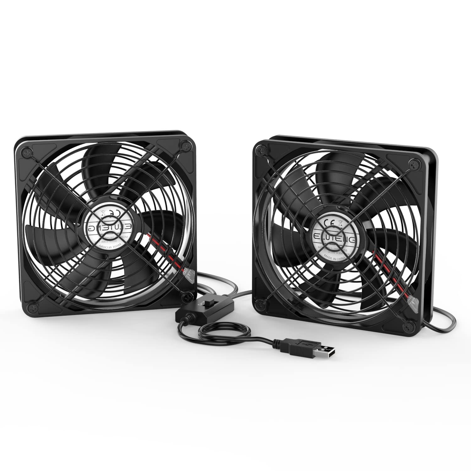 ELUTENG Dual 120mm USB Fan with 3 Speeds 5V 120mm,