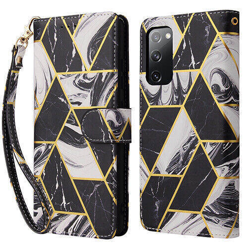 Strap Marble Leather Wallet Cover Case For S20 S21 S22 S23 S24 A13 A14 A15 A55