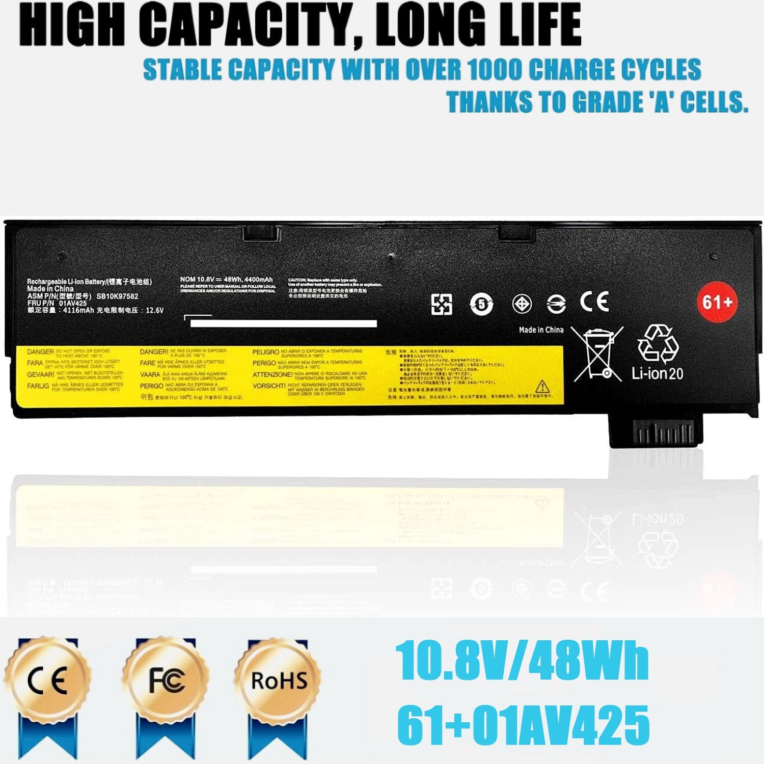 10PCS 61+01AV425 BATTERY FOR LENOVO ThinkPad T470 T480 T570 01AV424 01AV422 US