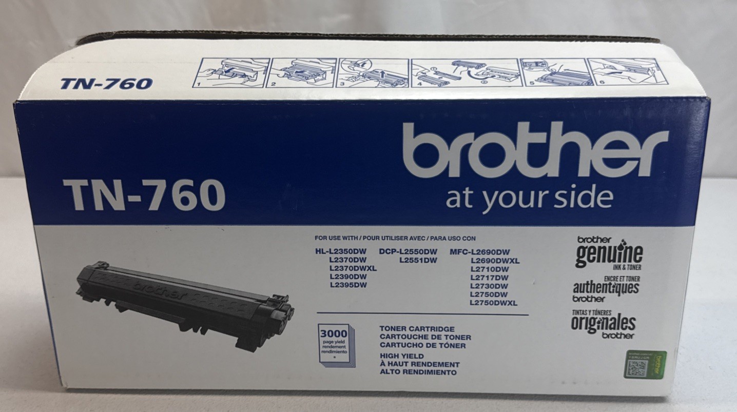 Brother TN-760 High Yield Replacement Toner Cartridge - Black OEM