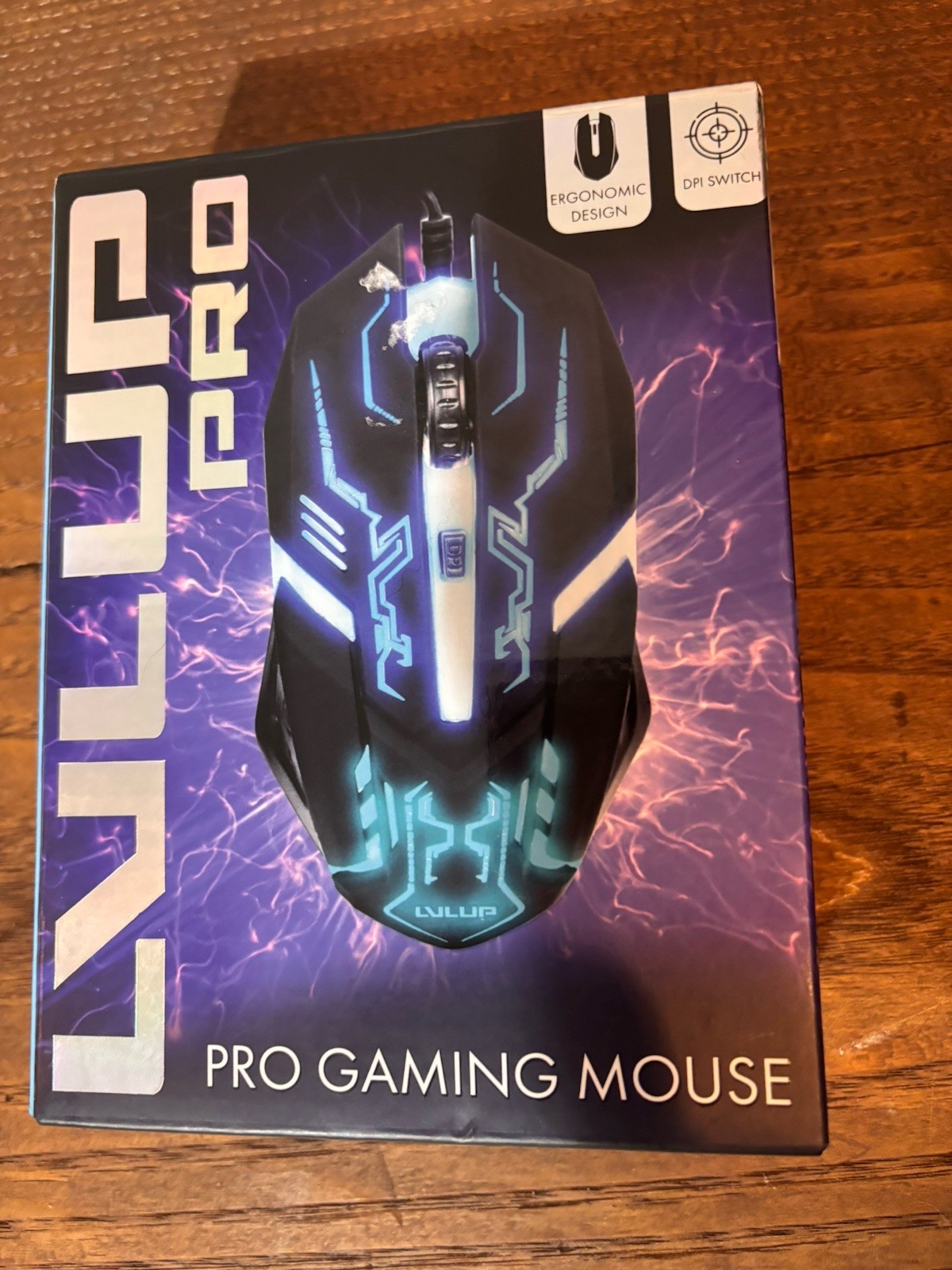 Vivitar LVLUP Pro Wired Optical Gaming Mouse, RGB, 1600 DPI, Black/Blue