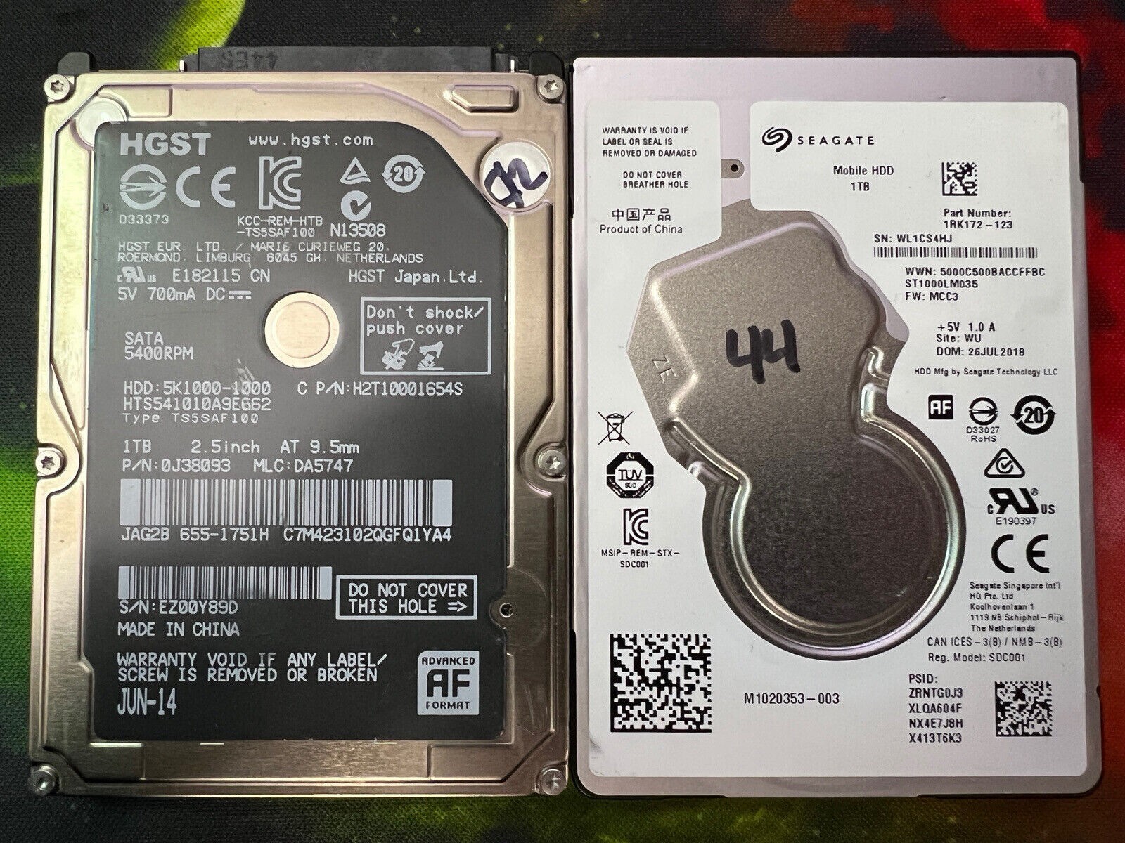 LOT OF QTY 2 1TB 2.5" Laptop SATA Replacement Hard Drives MIXED BRAND AS IS