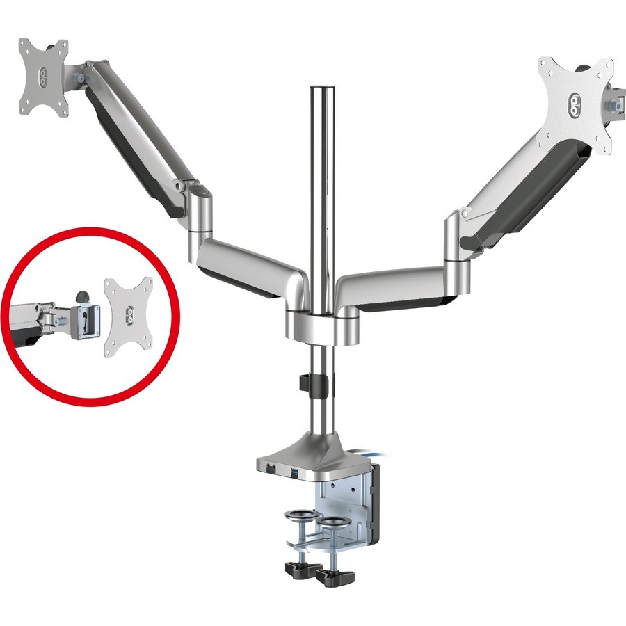 SIIG Dual Monitor Gas Spring Desk Mount with USB Port 17" to 32"
