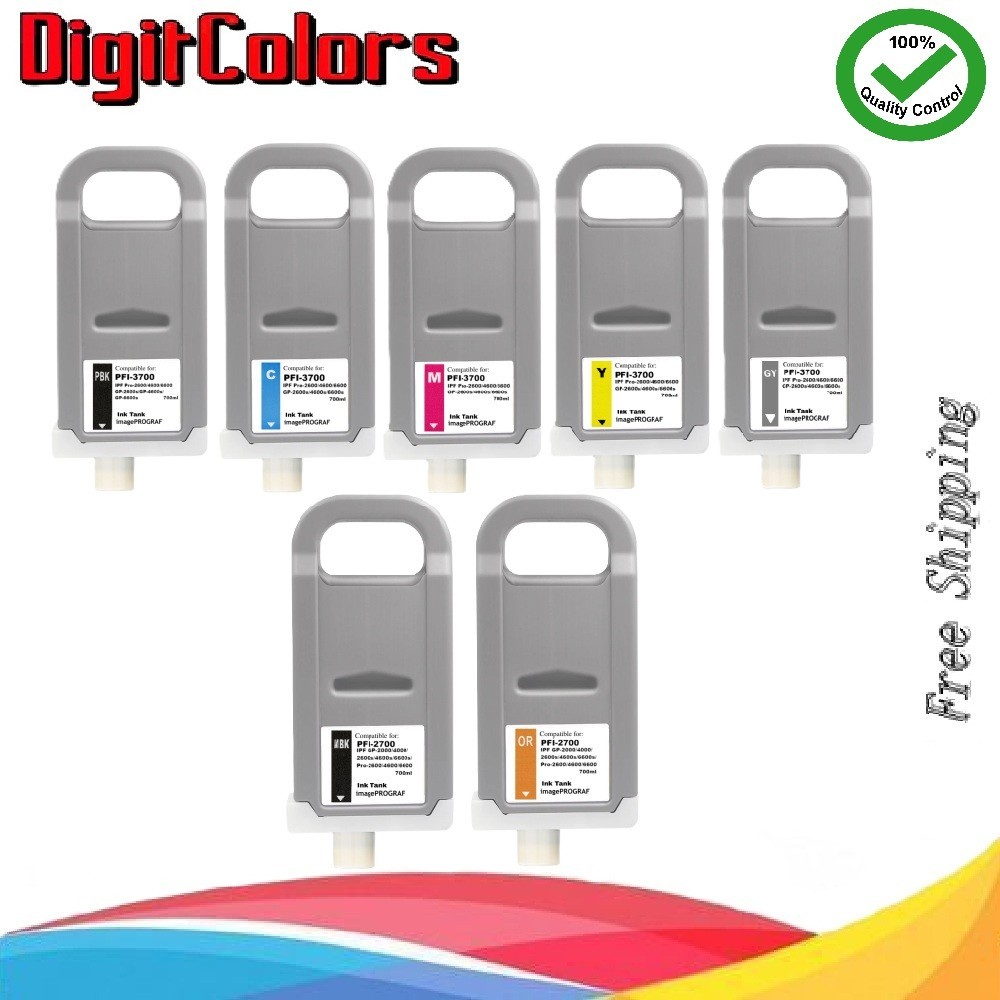 PFI-3700 Plus PFI-2700 7 Ink Cartridge for Canon GP-2600s GP-4600s GP-6600s