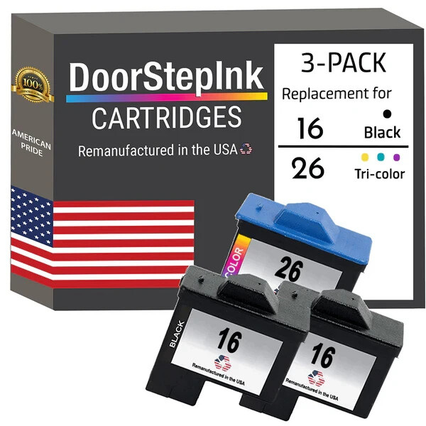 DoorStepInk Compatible Ink Cartridges For Lexmark 16 2Black / 26 1Color-USA