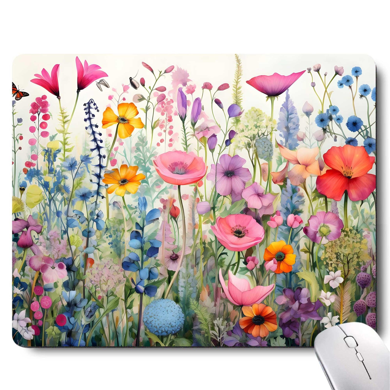 Gorgeous Flowers Plants Mouse Pad,Pink Floral Rose Mouse Pads for Desk,Soft C...