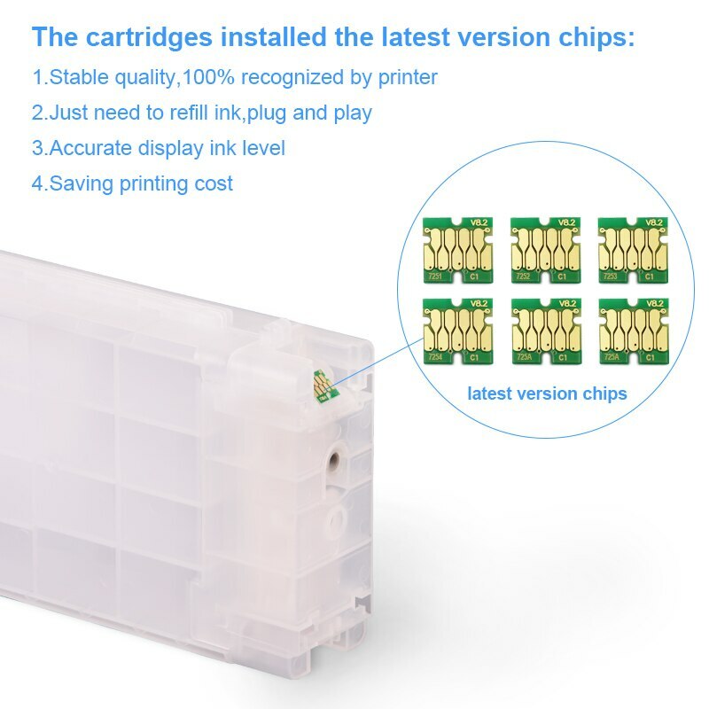 2PC T725A White Empty Ink Cartridge for Surecolor F2000 F2100 + 2 White Chip