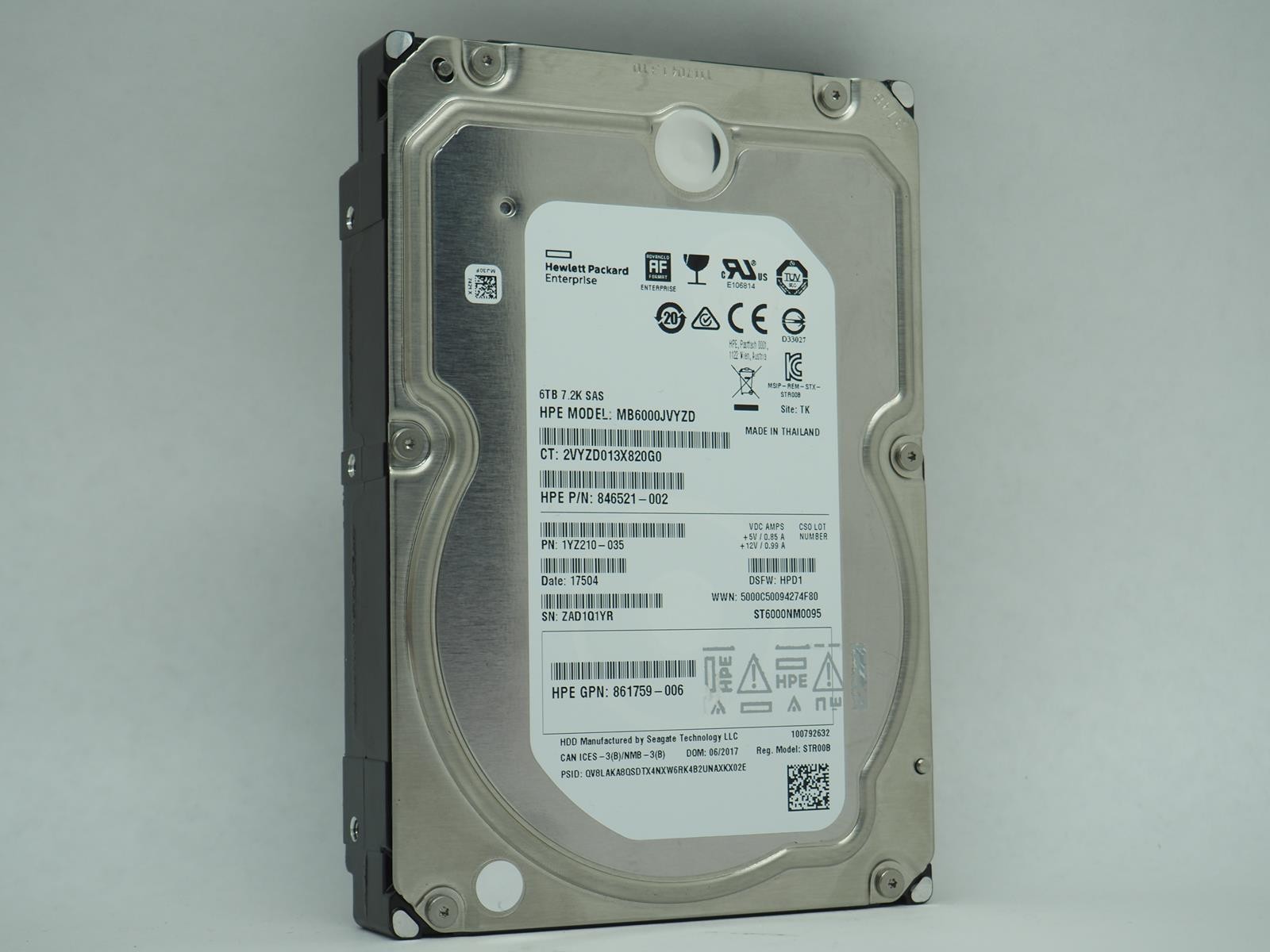 HP 6TB 3.5" SAS Hard Drive HDD Tested, Wiped - MB6000JVYZD