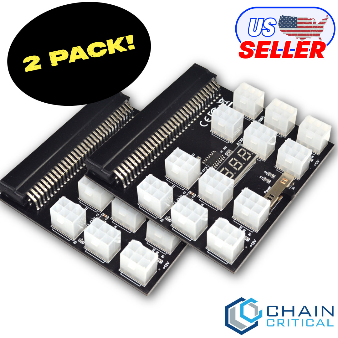 2 PACK 6PIN 1200W Breakout Board for HP 1200 750 Server Power Supply GPU Mining