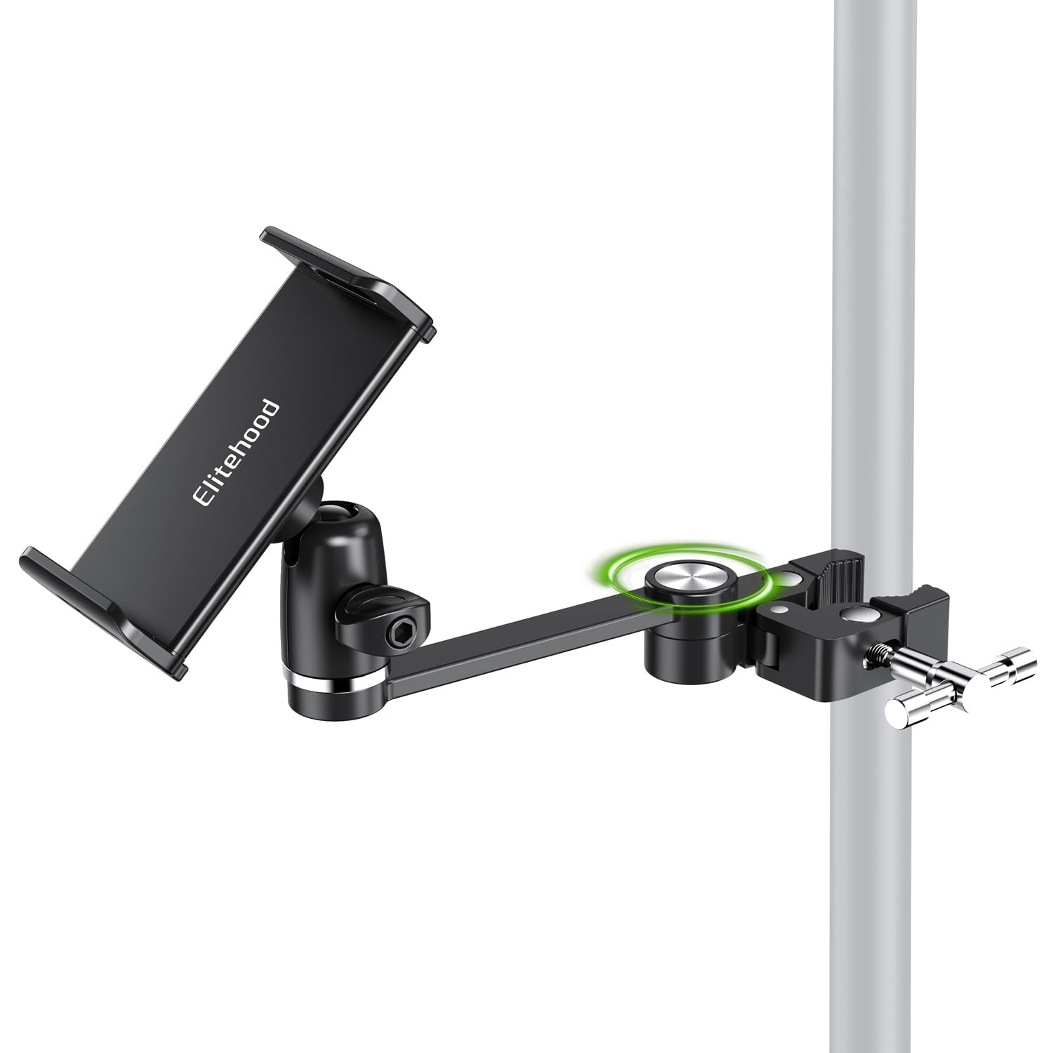 elitehood 8.5in Long Arm iPad Holder for Mic Stand, 360° Adjustable Aluminum ...