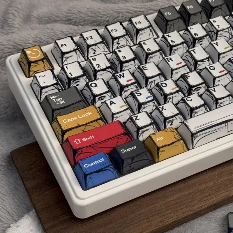 Comic Style Colorful Keycaps 136-Key Set Factory Height (Keyboard not included)