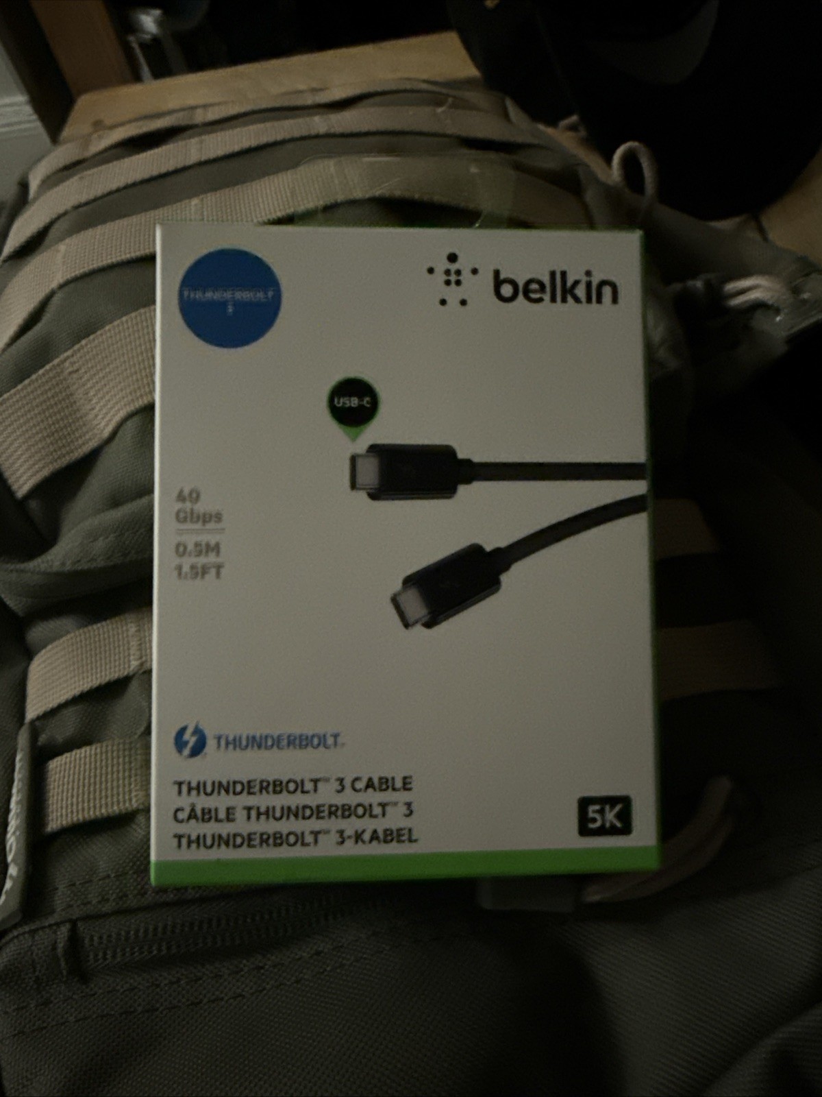 Belkin - 3ft 5k Thunderbolt Cable UBS C - Black   (4GB speed  2.6ft) new sealed 