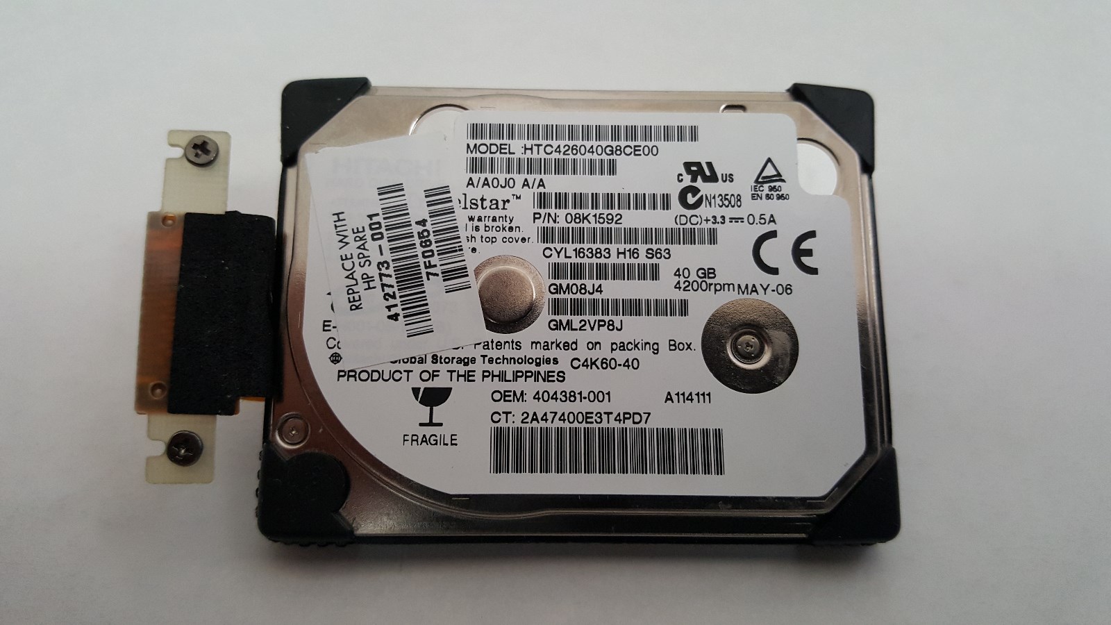 Hitachi Travelstar C4K60 Slim 40GB 4200RPM ATA-100 (ZIF) 2MB Cache 1.8" Internal