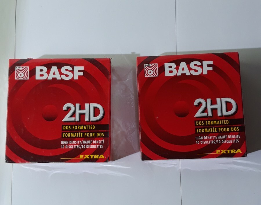 Lot Of 2- 10 pack Diskettes 3.5" BASF 2HD DOS High Density Diskettes NEW Sealed 