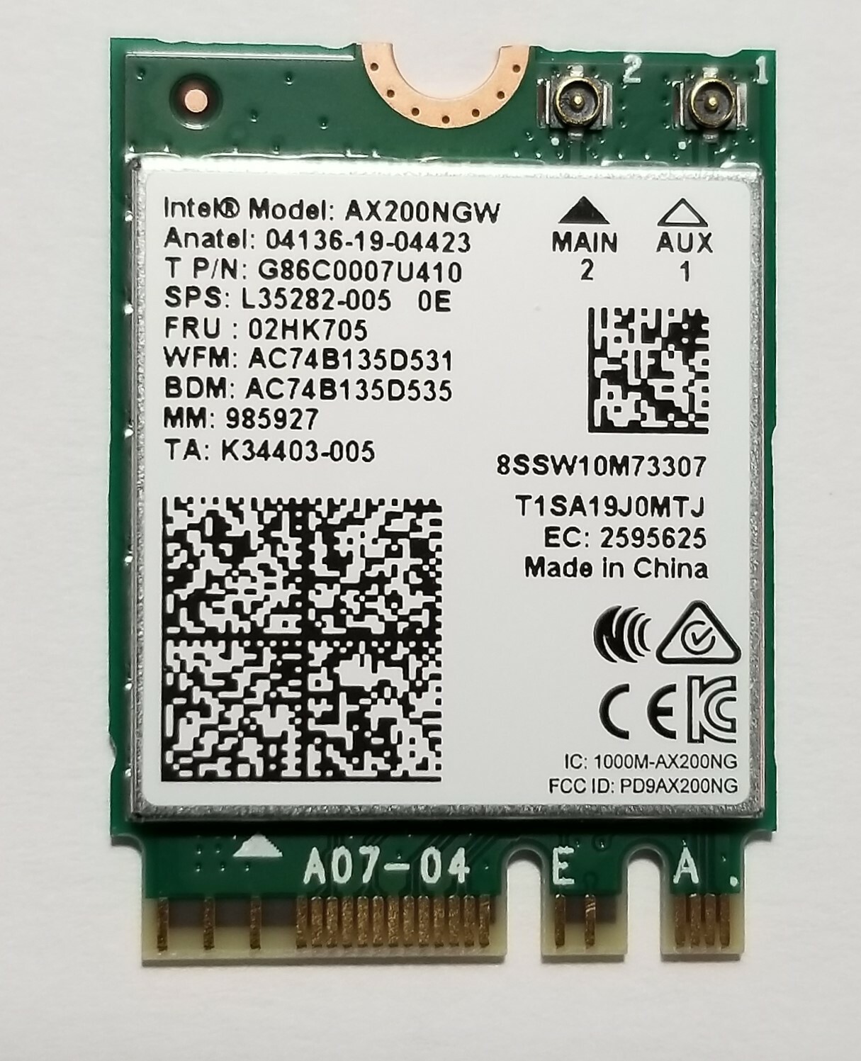 Intel AX200 AX201 AX211 AX210 Killer 6E 9560 BE200 Wi-Fi 7  (not sold in Lot) u