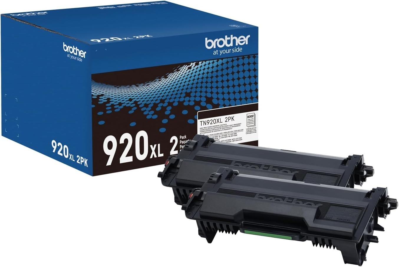 2 Pack Genuine Brother TN920XL High-Yield Black Toner Cartridges 12000 Pages