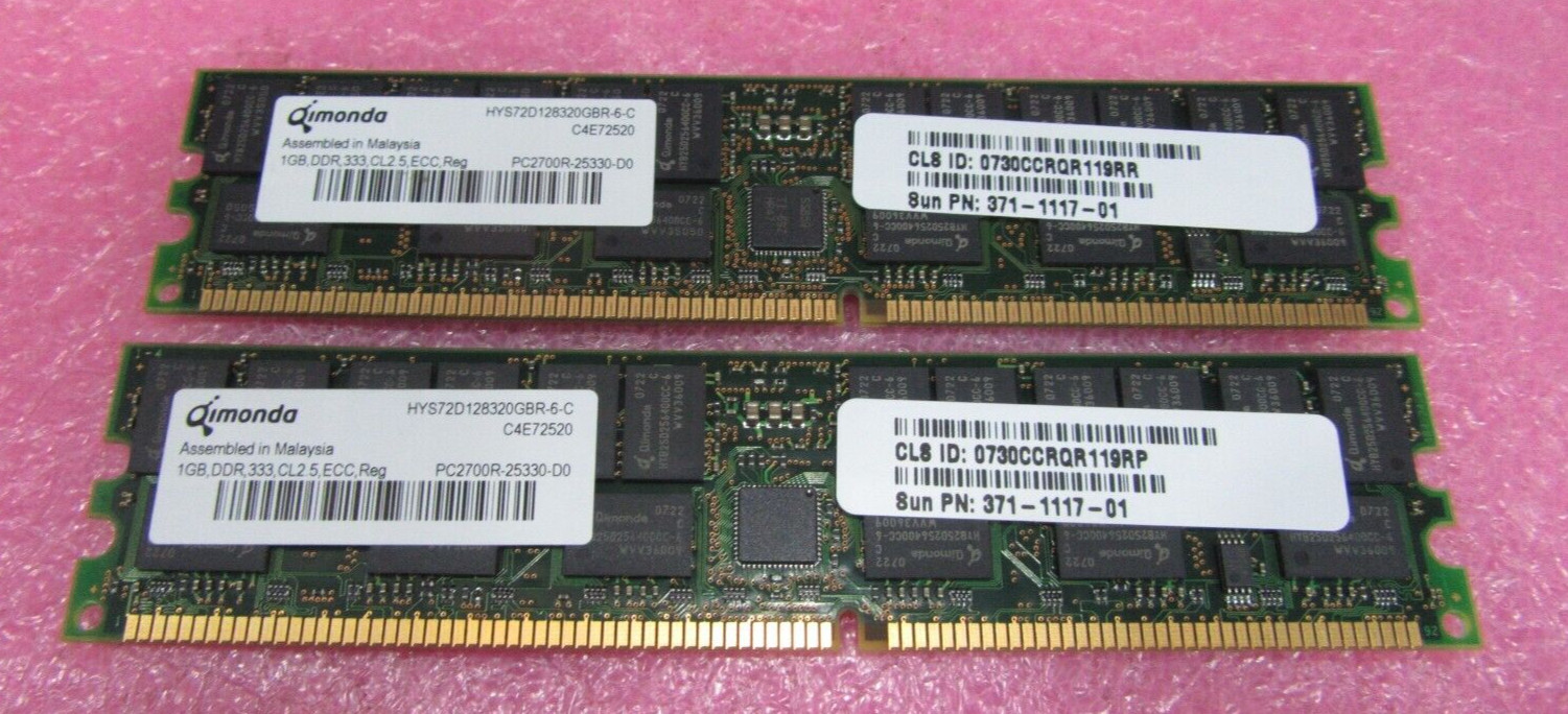 Sun X7704A-4 371-1117 2GB Kit ( 2 * 1GB Dimm ) for Netra240 Qimonda- L4607