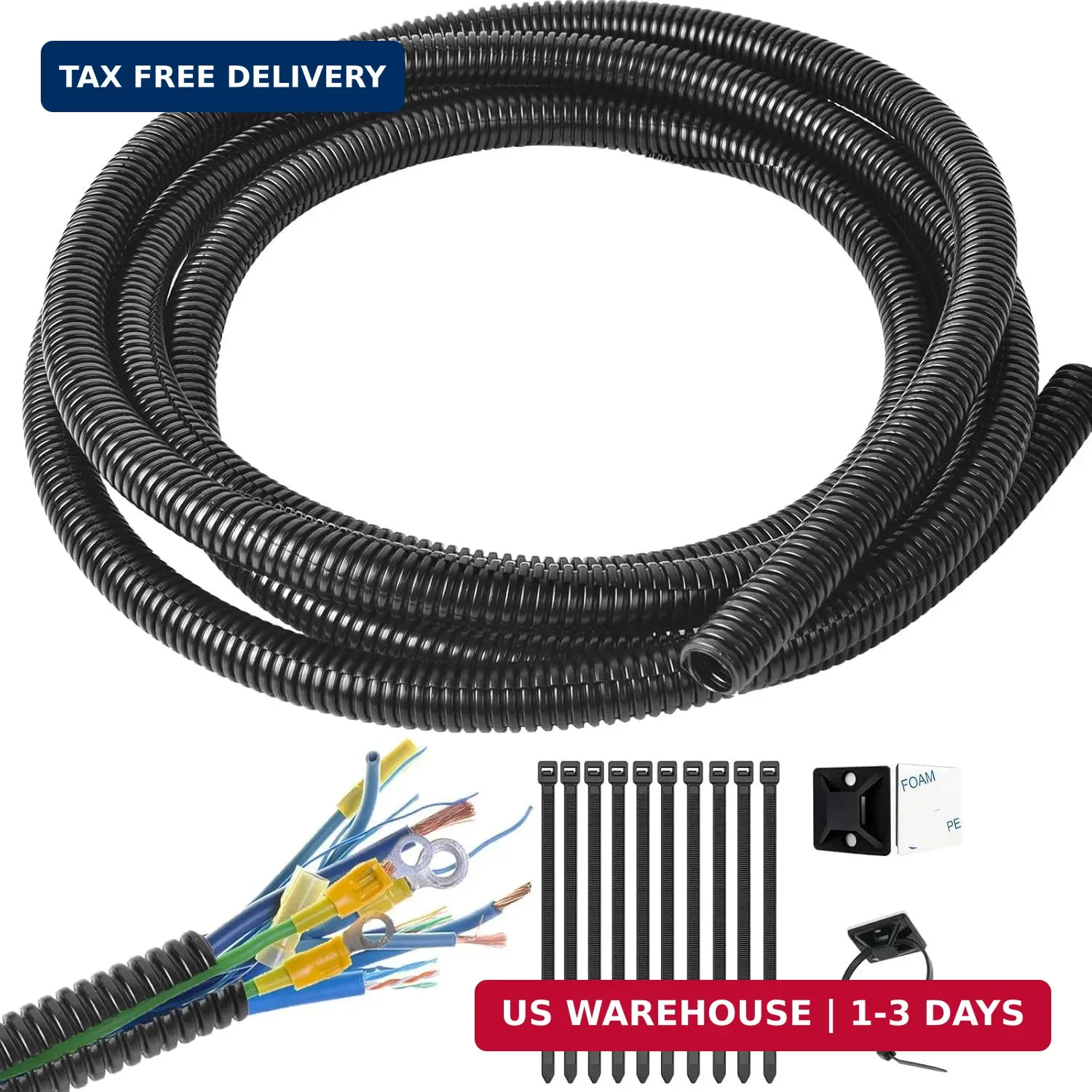 1/2 Inch Wire Loom Split Tubing - 10 ft Cord Protector Electric Wires Covers, Au
