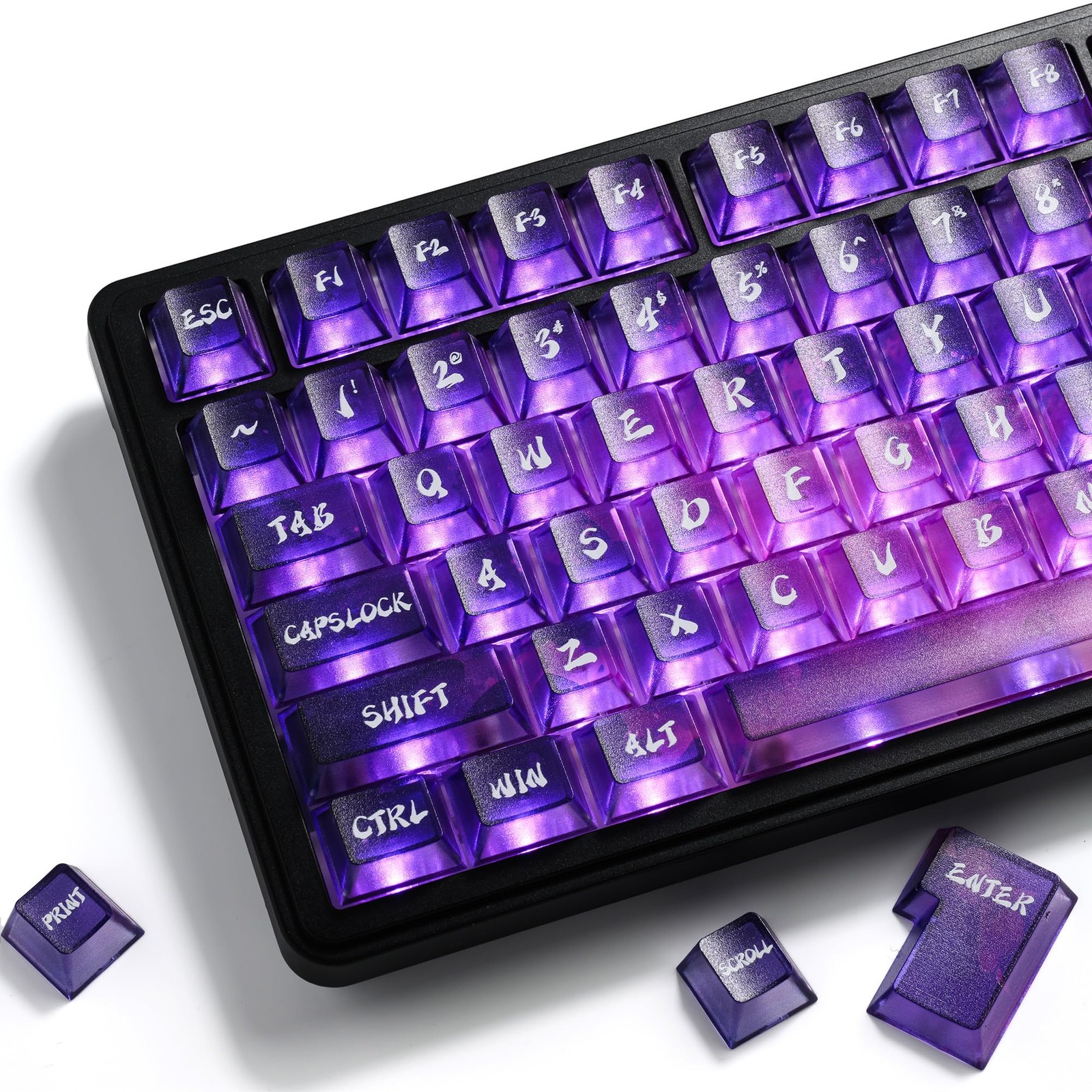 Hkfos XVX Purple Clear Keycaps, Transparent Keyboard Keycaps 60 75 100