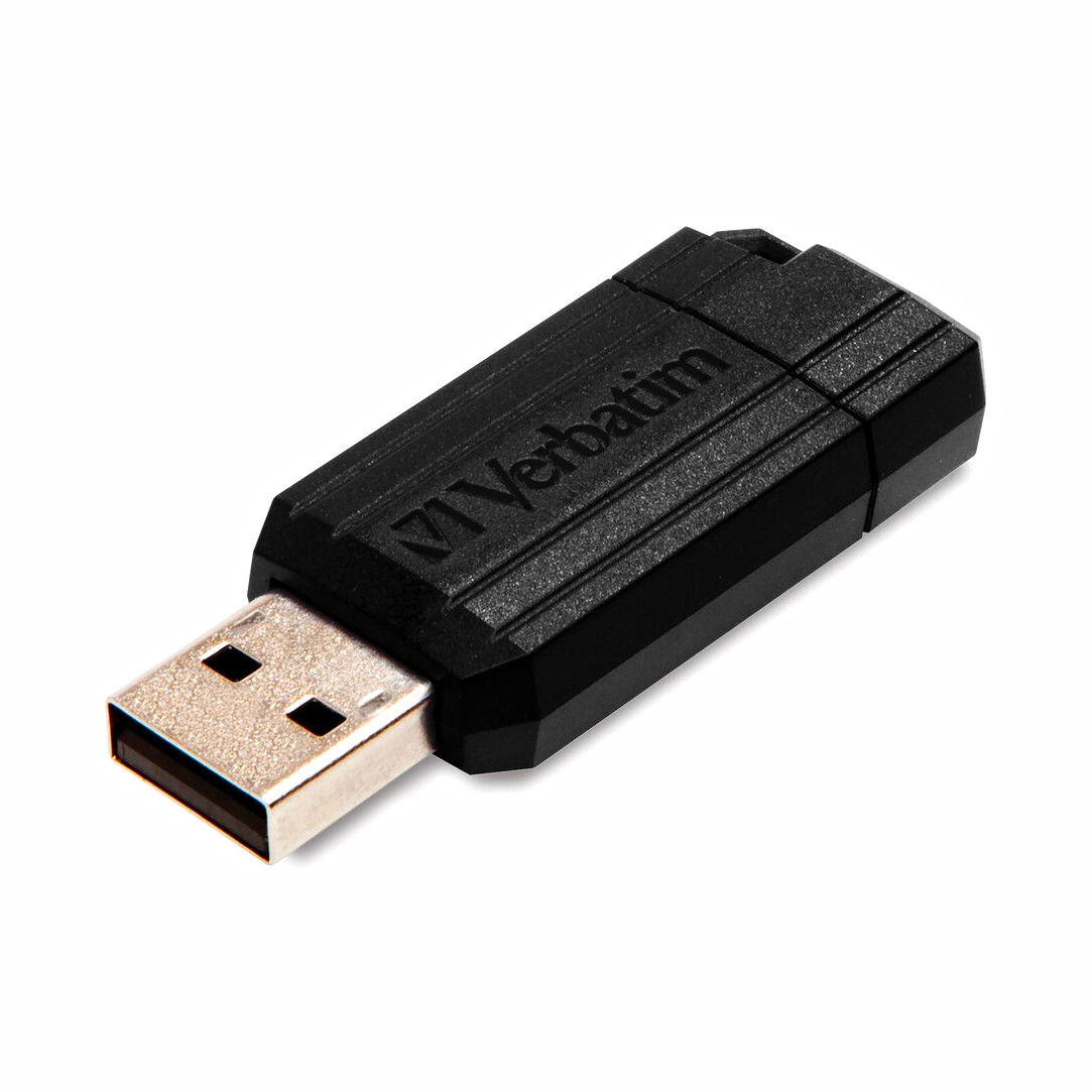 Verbatim 128GB Pinstripe USB 2.0 Flash Drive Retractable Thumb Drive Black
